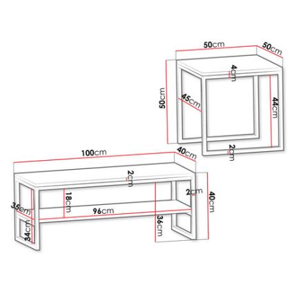 KIT 2x Soffbord TONY svart/vit