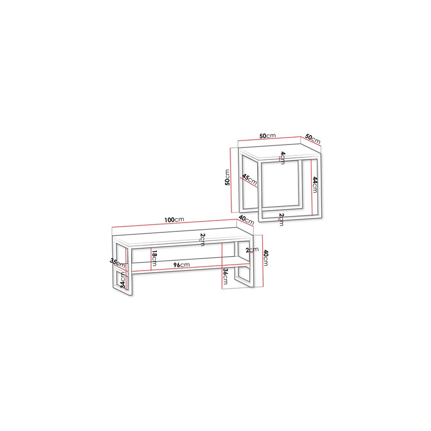 KIT 2x Soffbord TONY svart/vit