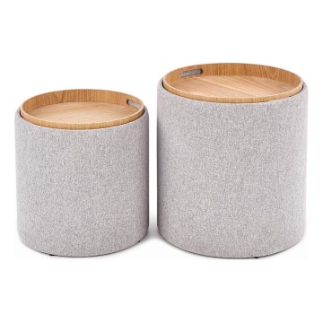 KIT 2x Taburett AVIKO diameter 38/45 cm grå/beige
