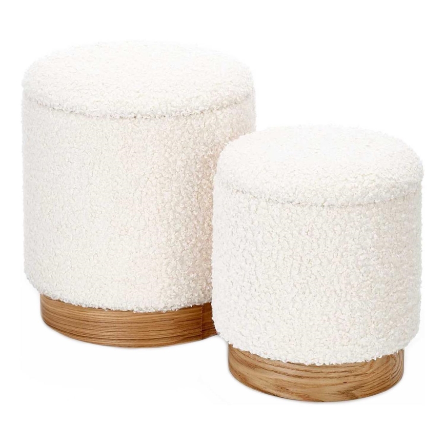 KIT 2x Taburett CANCUN diameter 31/38 cm vit/brun