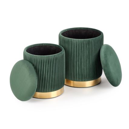 KIT 2x Taburett MONTY diameter 36/44 cm grön/guld