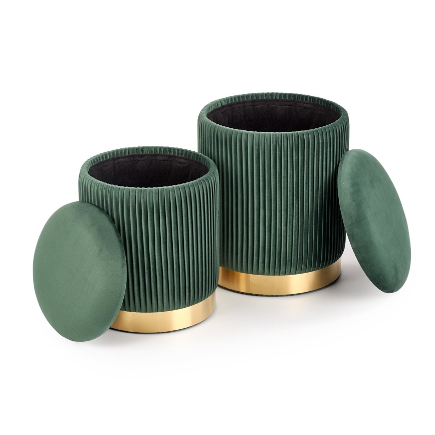 KIT 2x Taburett MONTY diameter 36/44 cm grön/guld