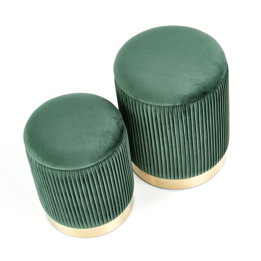 KIT 2x Taburett MONTY diameter 36/44 cm grön/guld