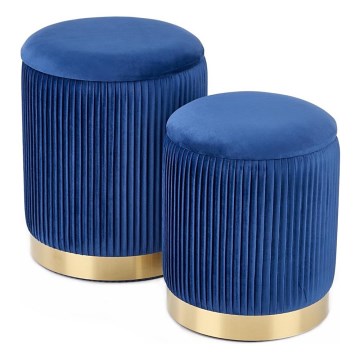 KIT 2x Taburett MONTY diameter 36/66 cm blå/guld