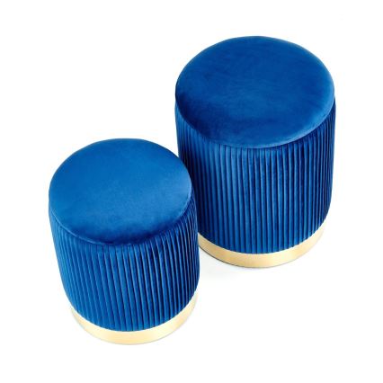 KIT 2x Taburett MONTY diameter 36/66 cm blå/guld