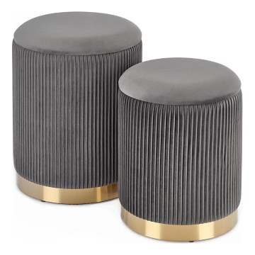 KIT 2x Taburett MONTY diameter 36/66 cm grå/guld
