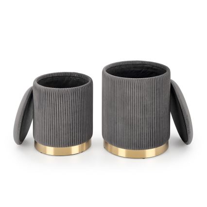KIT 2x Taburett MONTY diameter 36/66 cm grå/guld