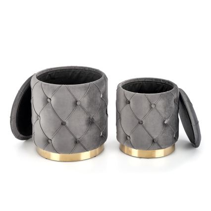 KIT 2x Taburett POLLY diameter 40/44 cm grå/guld