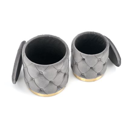 KIT 2x Taburett POLLY diameter 40/44 cm grå/guld