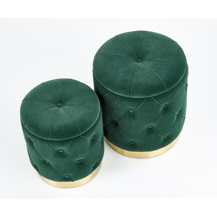 KIT 2x Taburett POLLY diameter 40/44 cm grön/guld