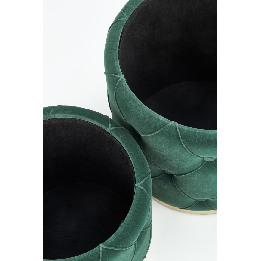 KIT 2x Taburett POLLY diameter 40/44 cm grön/guld