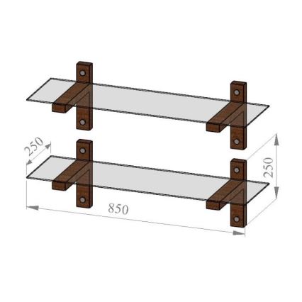 KIT 2x Vägghylla 25x85 cm tall/genomskinlig