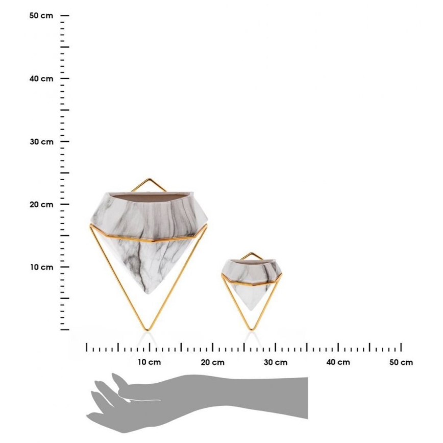 KIT 2x Wall flowerpot SEMELA 23x20 cm gyllene