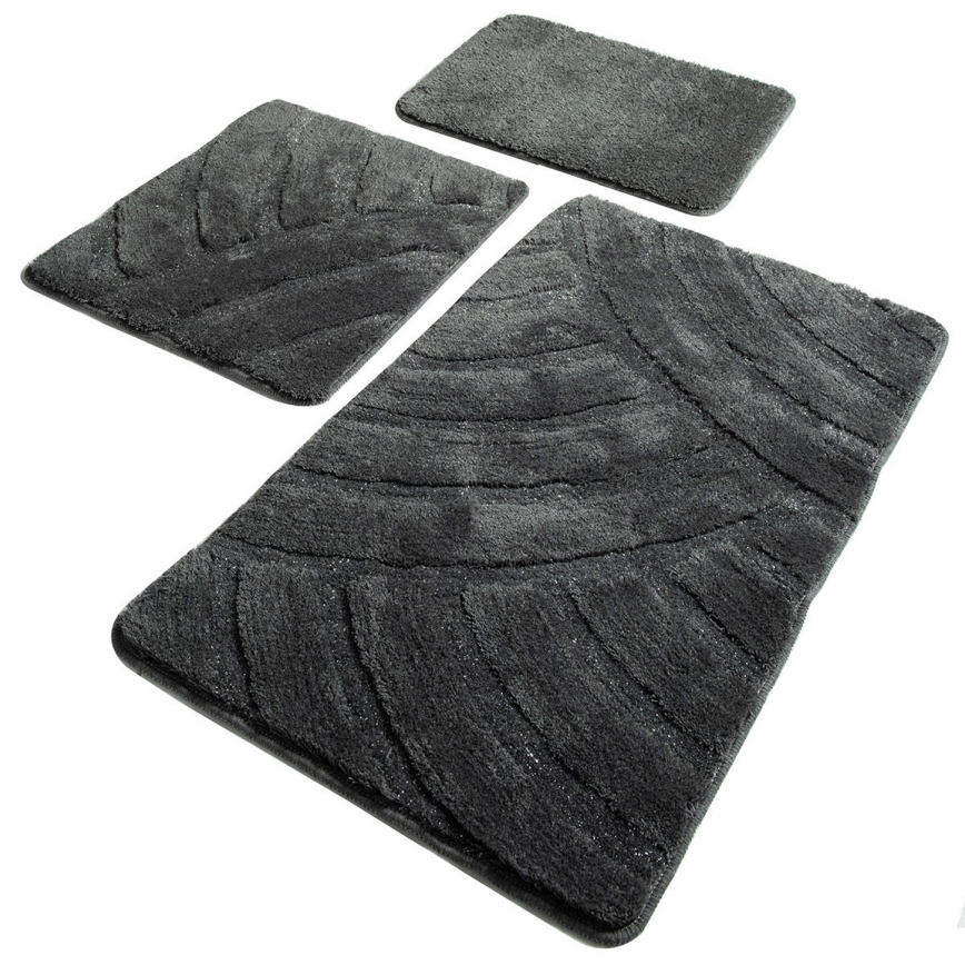 KIT 3x Badrumsmatta ALYA 60/60/100 cm antracit