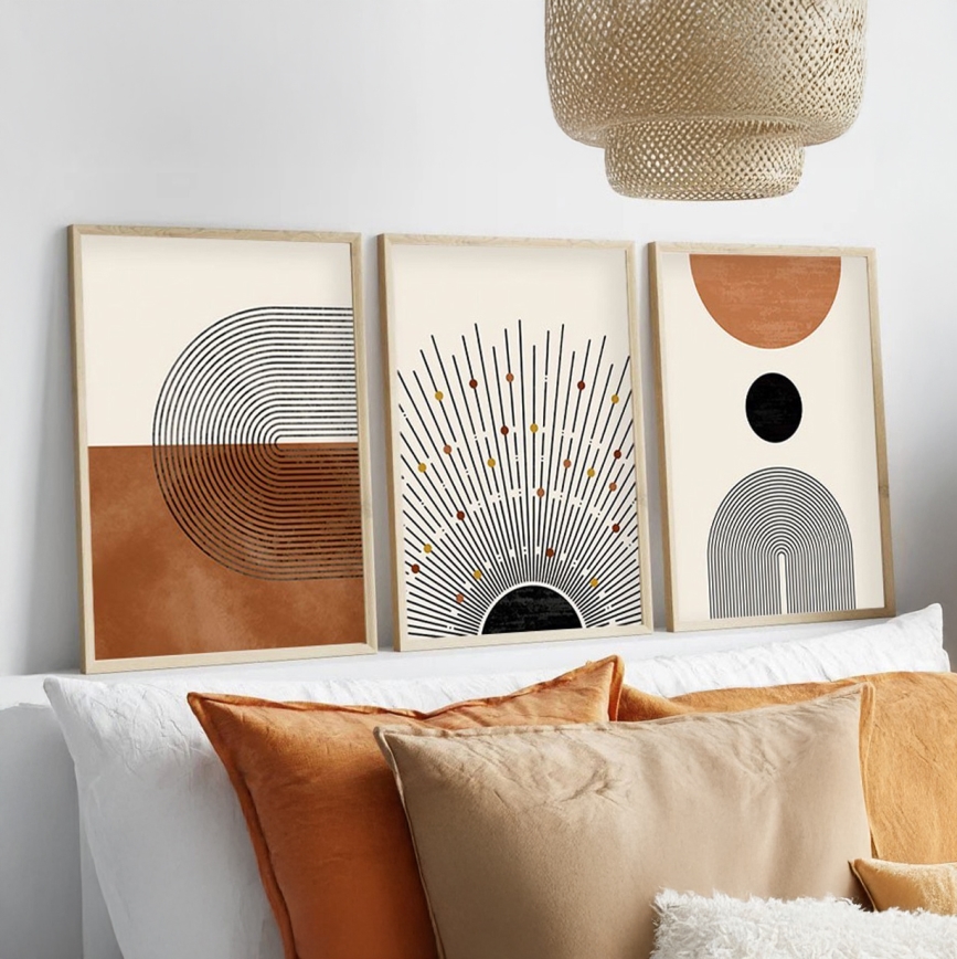 KIT 3x Bild i fotoram 50x70 cm beige/brun