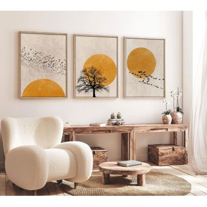 KIT 3x Bild i fotoram 50x70 cm beige/gul