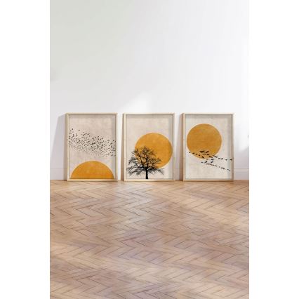 KIT 3x Bild i fotoram 50x70 cm beige/gul