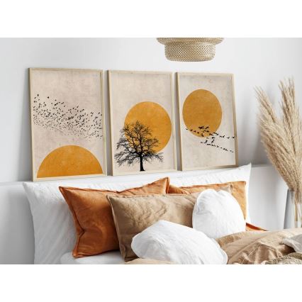 KIT 3x Bild i fotoram 50x70 cm beige/gul