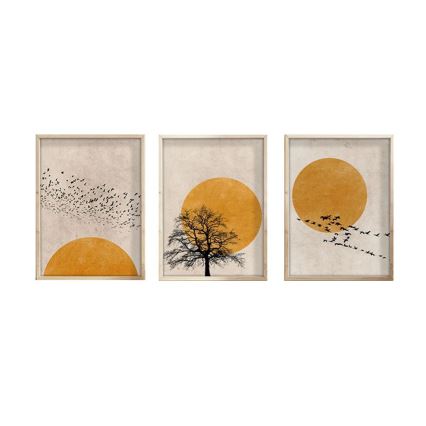 KIT 3x Bild i fotoram 50x70 cm beige/gul