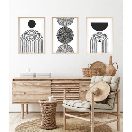 KIT 3x Bild i fotoram 50x70 cm svart/vit
