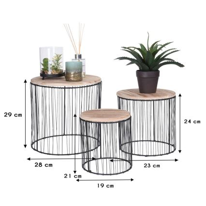 KIT 3x Blomställ diameter 19/23/28 cm svart/beige
