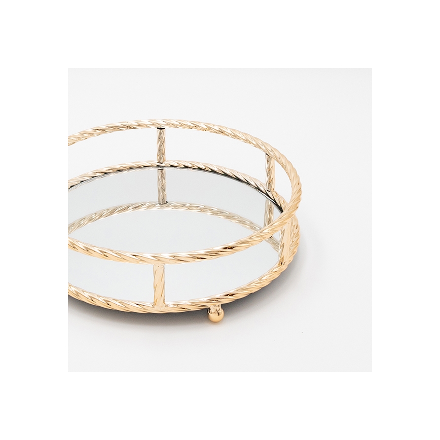 KIT 3x Dekorativt bricka diameter 27/33/37 cm guld