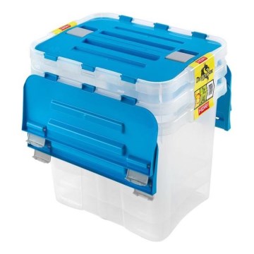 KIT 3x Förvaringslåda DRAGON 24 l blå/genomskinlig