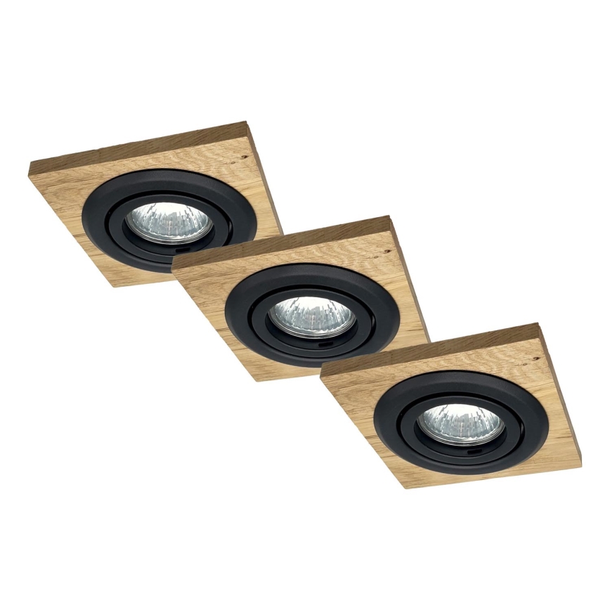 KIT 3x Infälld lampa TOBBY 1xG9/20W/230V 11,5x11,5 cm ek/svart