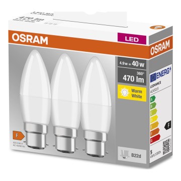 KIT 3x LED glödlampa B38 B22d/4,9W/230V 3000K - Osram