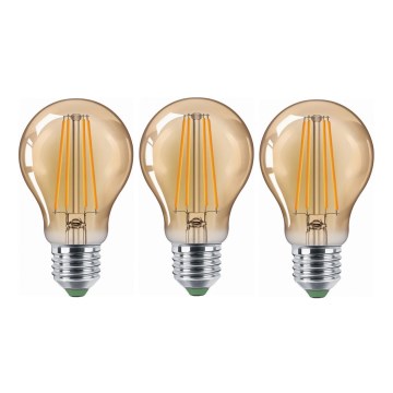 KIT 3x LED glödlampa CLASIC AMBER A60 E27/9W/230V 2200K - Brilagi
