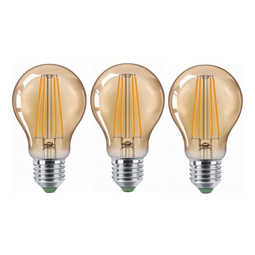 KIT 3x LED glödlampa CLASIC AMBER A60 E27/9W/230V 2200K - Brilagi