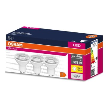 KIT 3x LED glödlampa PAR16 GU10/6,9W/230V 2700K 36° - Osram