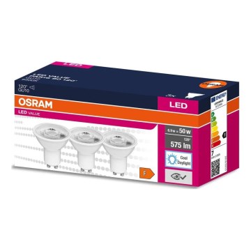 KIT 3x LED glödlampa PAR16 GU10/6,9W/230V 6500K - Osram