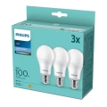 KIT 3x LED glödlampa Philips A67 E27/13W/230V 6500K
