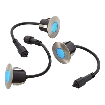 KIT 3x LED infälld lampa för utomhusbruk EASY CONNECT LED/1,2W/230V blå IP67