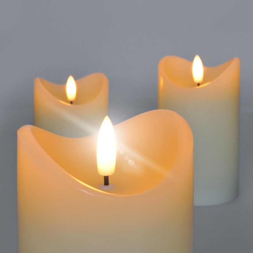 KIT 3x LED Naturligt vaxljus LED/3xAAA/varm vit