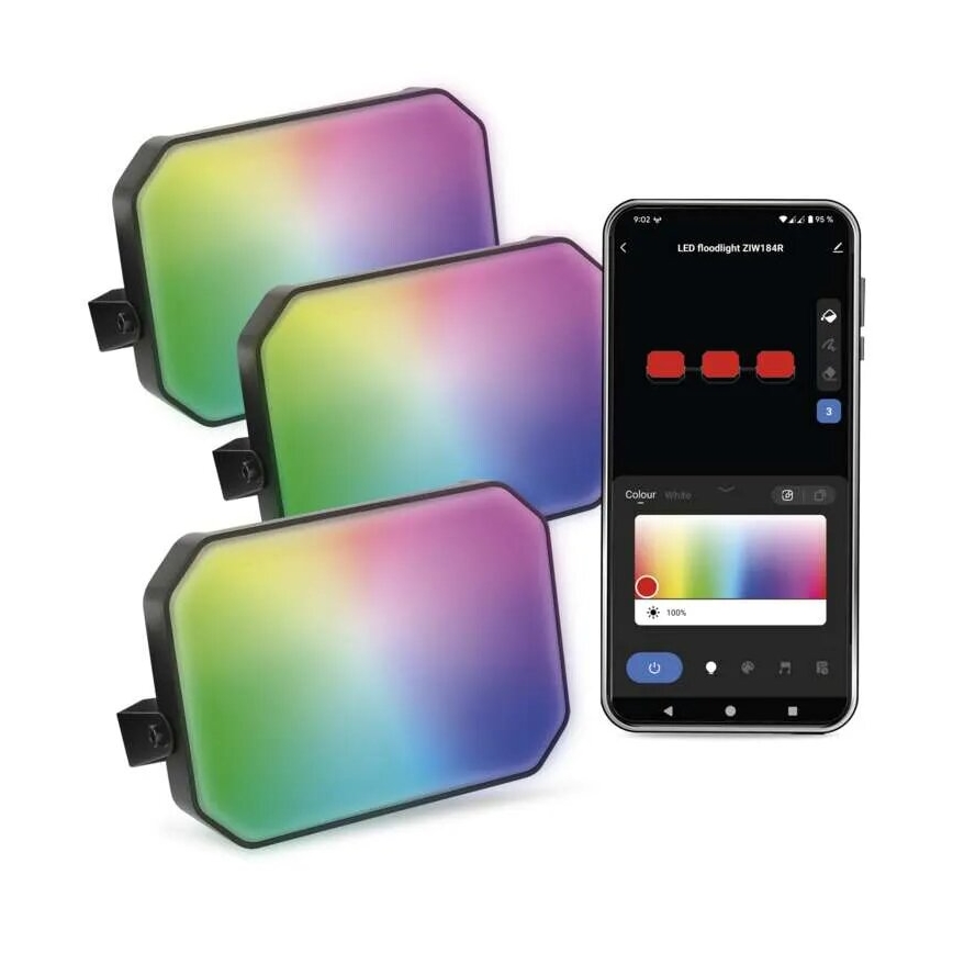 KIT 3x LED RGBIC Ljusreglerad utomhus strålkastare GoSmart LED/14W/230V 3000-6500K IP65 Wi-Fi Tuya