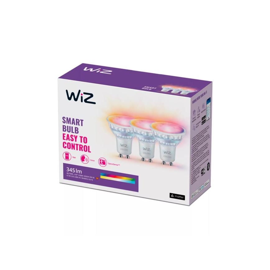 KIT 3x LED RGBW dimbar lampa PAR16 GU10/4,7W/230V 2200-6500K Wi-Fi - WiZ