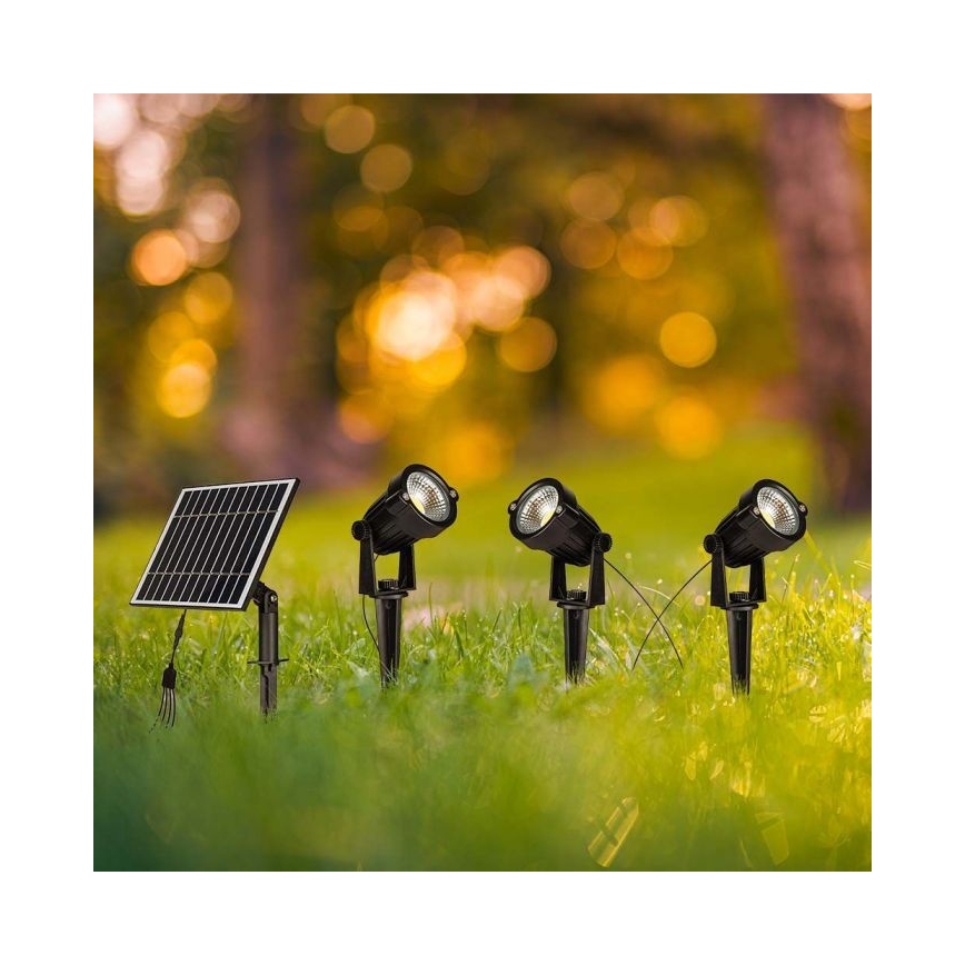 KIT 3x LED utomhus solcellslampa 3xLED/1,2W/3,7V IP65 3000K