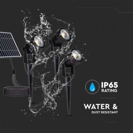 KIT 3x LED utomhus solcellslampa 3xLED/1,2W/3,7V IP65 3000K