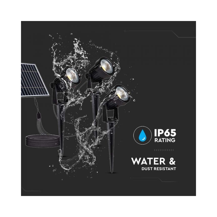 KIT 3x LED utomhus solcellslampa 3xLED/1,2W/3,7V IP65 3000K