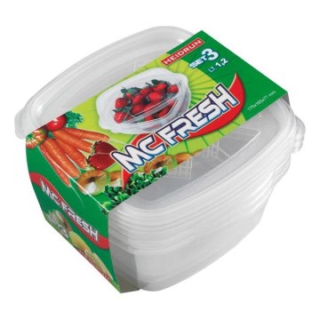 KIT 3x Matlåda 1,2 l genomskinlig