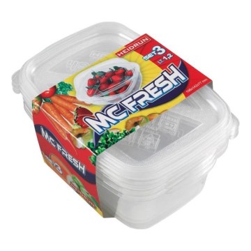 KIT 3x Matlåda 1,2 l genomskinlig
