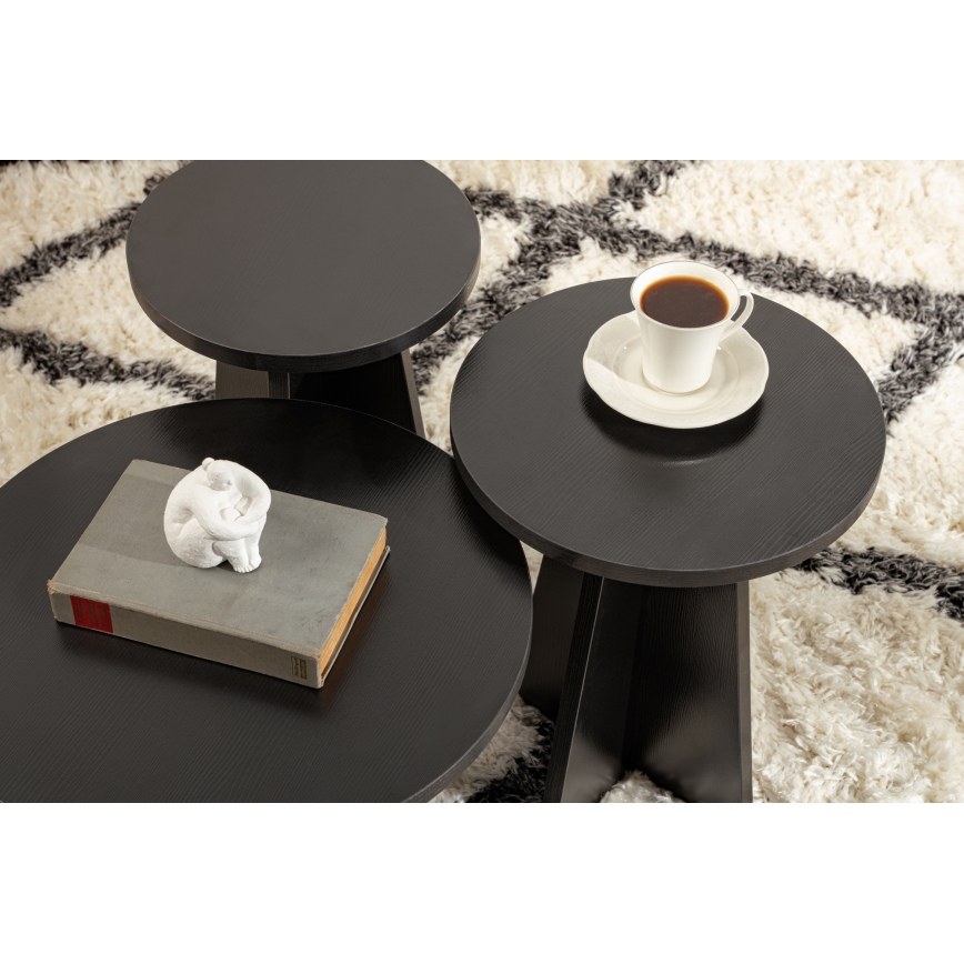 KIT 3x Sidobord LUME diameter 28/33/43 cm svart
