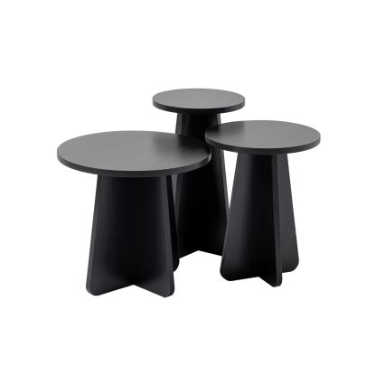 KIT 3x Sidobord LUME diameter 28/33/43 cm svart