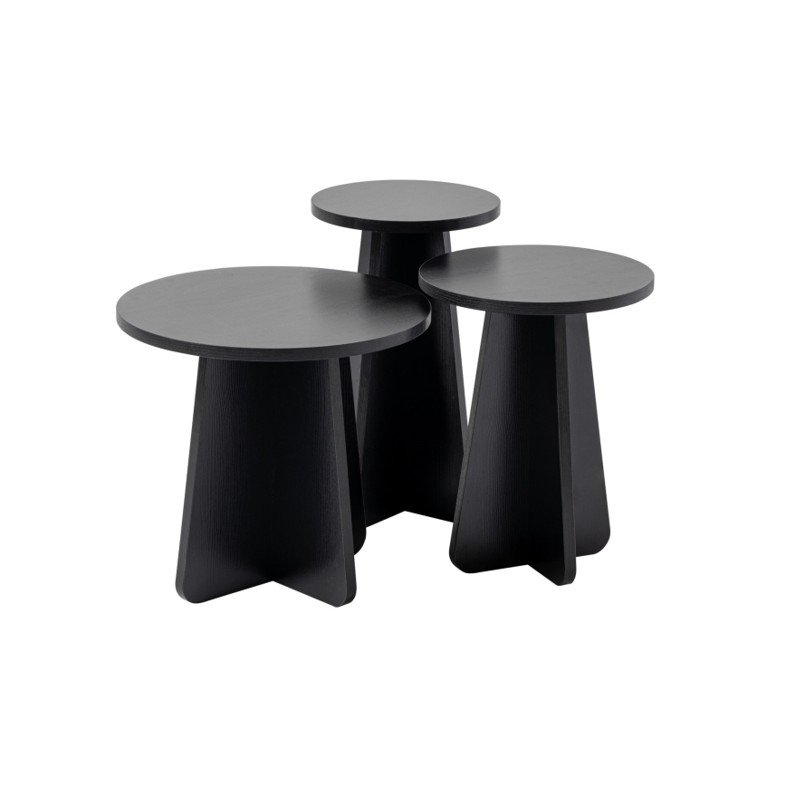 KIT 3x Sidobord LUME diameter 28/33/43 cm svart