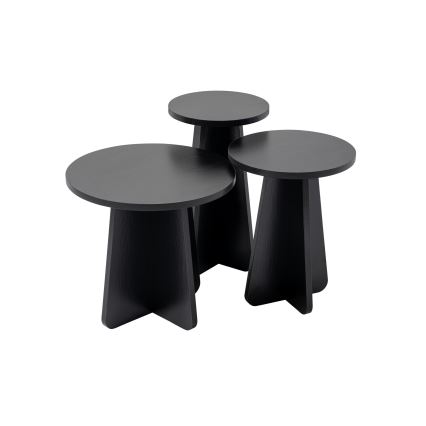 KIT 3x Sidobord LUME diameter 28/33/43 cm svart