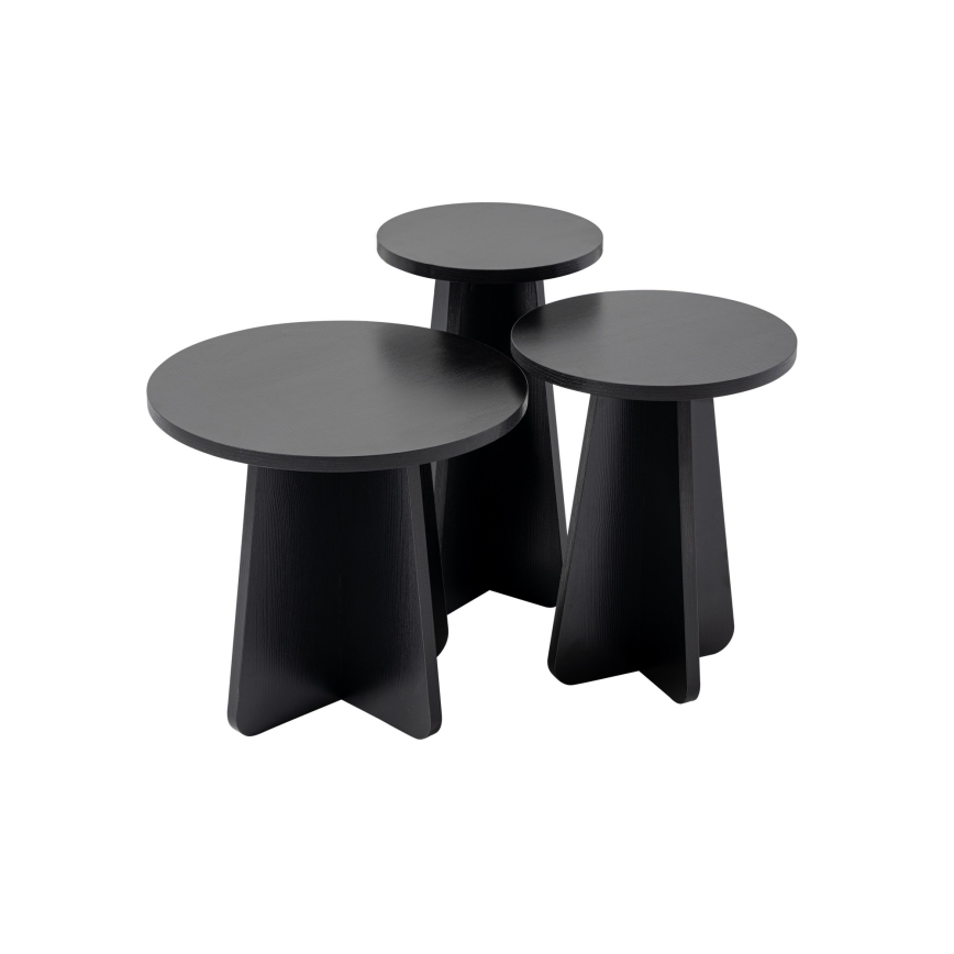 KIT 3x Sidobord LUME diameter 28/33/43 cm svart