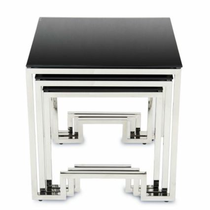 KIT 3x Soffbord SAMMEN skinande krom/svart