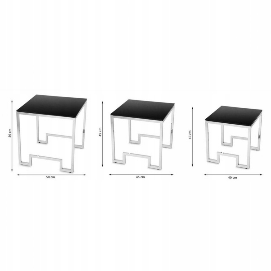 KIT 3x Soffbord SAMMEN skinande krom/svart